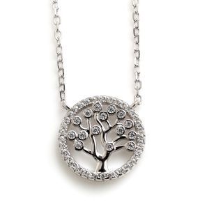 Silver CZ Tree of Life Necklace