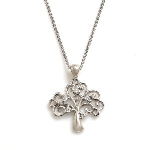 Silver CZ Tree of Life Necklace
