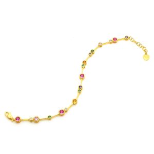 Gold Vermeil Rainbow CZ Bubble Bracelet