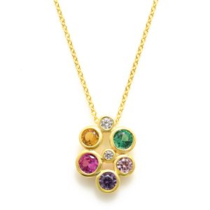 Gold Vermeil Rainbow Dance CZ Bubble Cluster Necklace