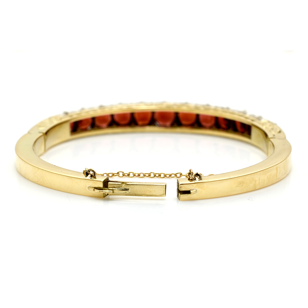 Victorian Style Garnet & Diamond Bangle in Original Box - Image 4
