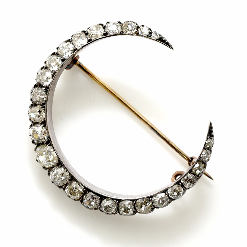 Stunning Diamond Crescent Brooch