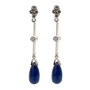 Diamond & Cabochon Sapphire Earrings