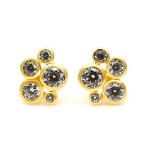 Gold Vermeil CZ Bubble Cluster Earrings