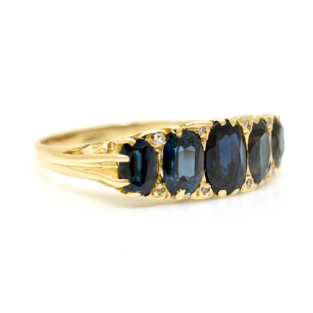 Antique Diamond & Sapphire Five Stone Ring - Image 2