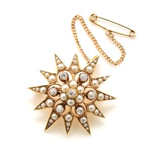 Antique Pearl & Diamond Brooch