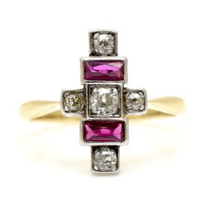 Antique Art Deco Style Diamond & Ruby Ring