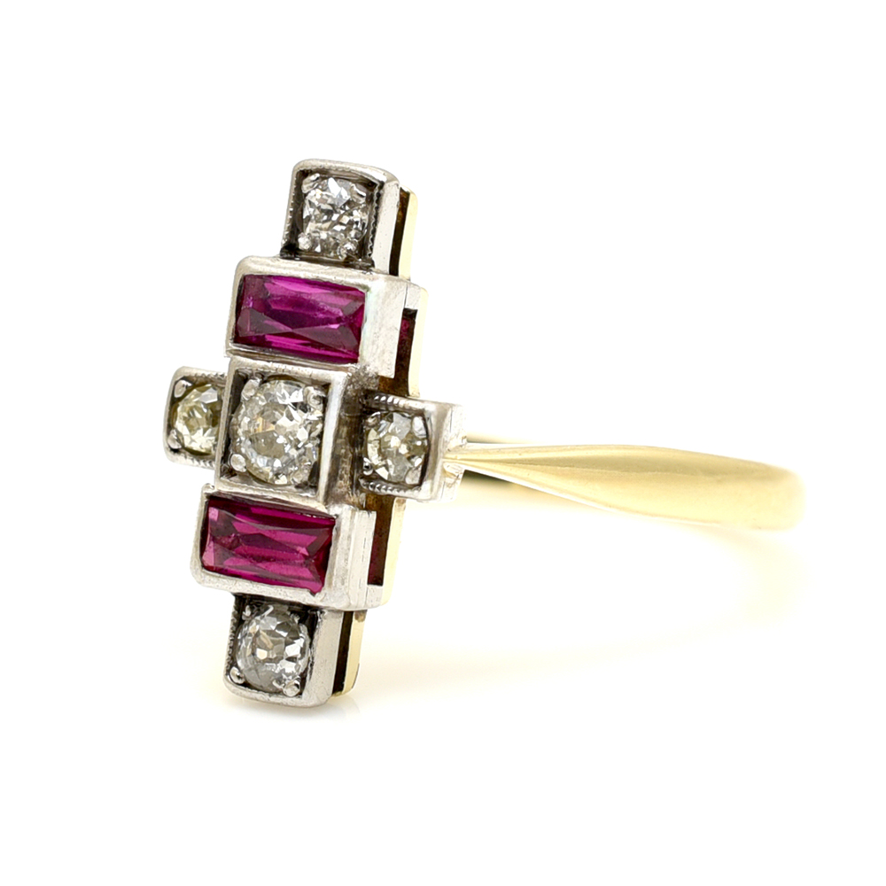 Antique Art Deco Style Diamond & Ruby Ring - Image 4