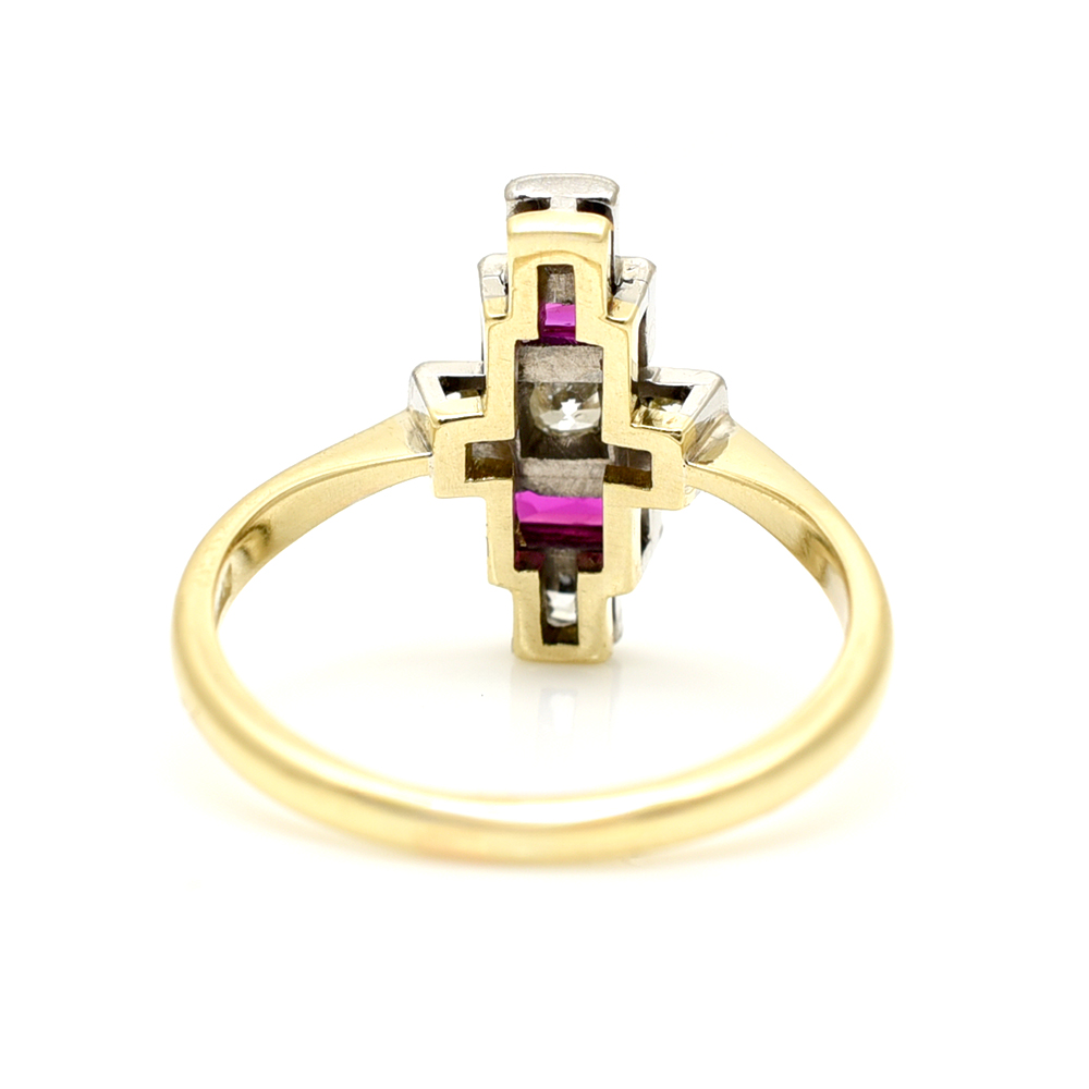 Antique Art Deco Style Diamond & Ruby Ring - Image 3