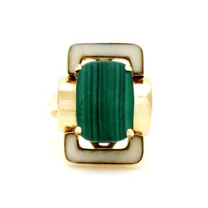 Vintage Malachite & Enamel Ring