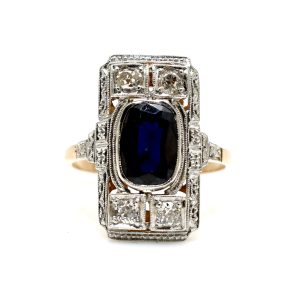 C1925 Art Deco Sapphire & Diamond Ring