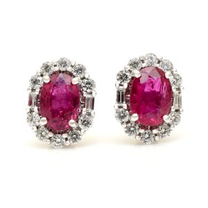 Ruby & Diamond Cluster Earrings