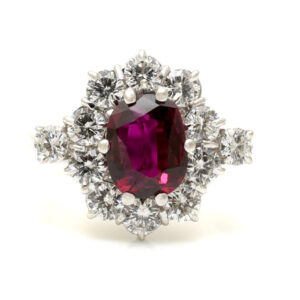 Stunning Vintage Ruby & Diamond Cluster Ring