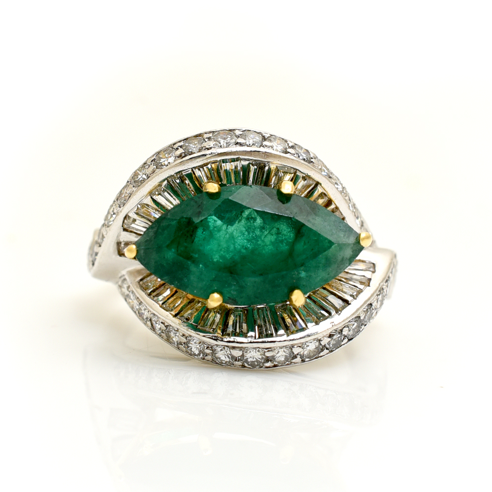 Vintage Emerald & Diamond Dress Ring