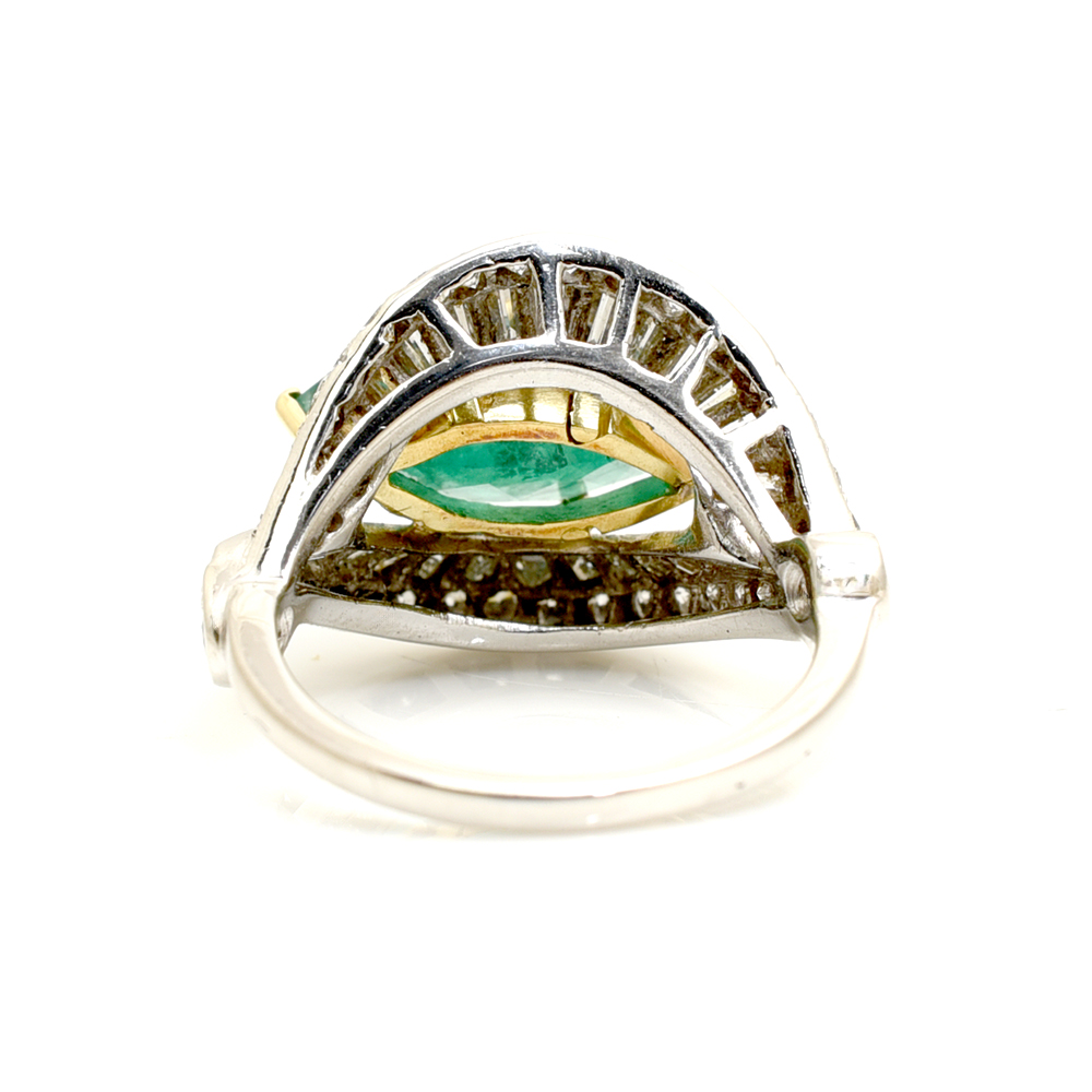 Vintage Emerald & Diamond Dress Ring - Image 3