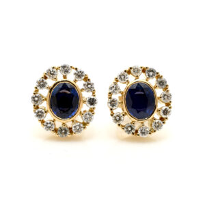Beautiful Vintage Diamond & Sapphire Cluster Earrings