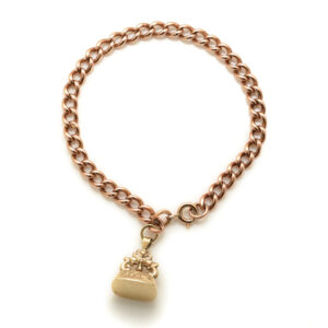 Gold Link Bracelet with Watch Fob