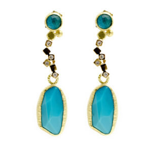 Stunning Statement Turquoise & Diamond Earrings