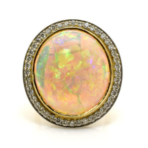 Fantastic Vintage Opal & Diamond Cluster Ring